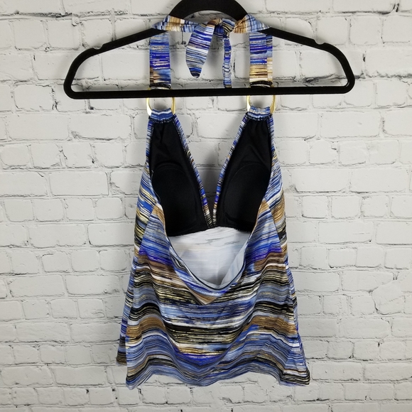 CUSTOM CURVES | metallic halter tankini swim top - Picture 4 of 7